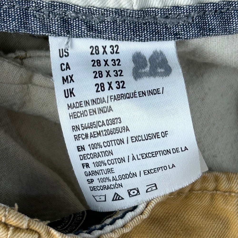 American Eagle Pants Mens 28x32 Khaki Tan Original Straight Chino Cotton 0122 - Picture 4 of 15